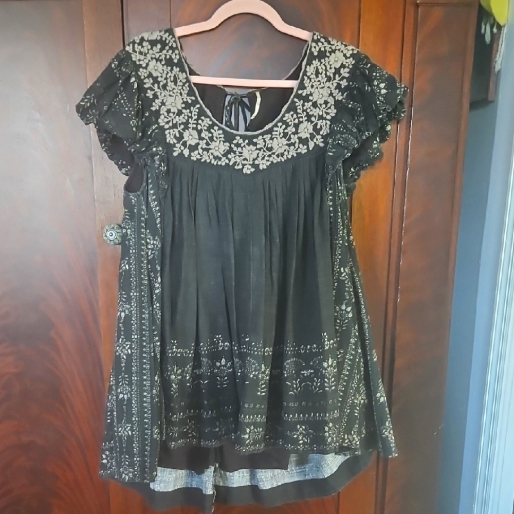 Black Embroidered High-Low Women's Dress